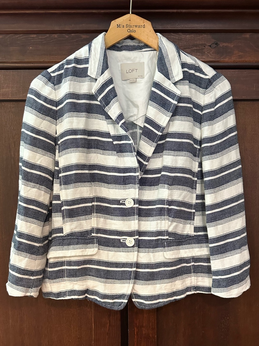 LOFT • women’s striped Summerweight blazer • unlined • Linen